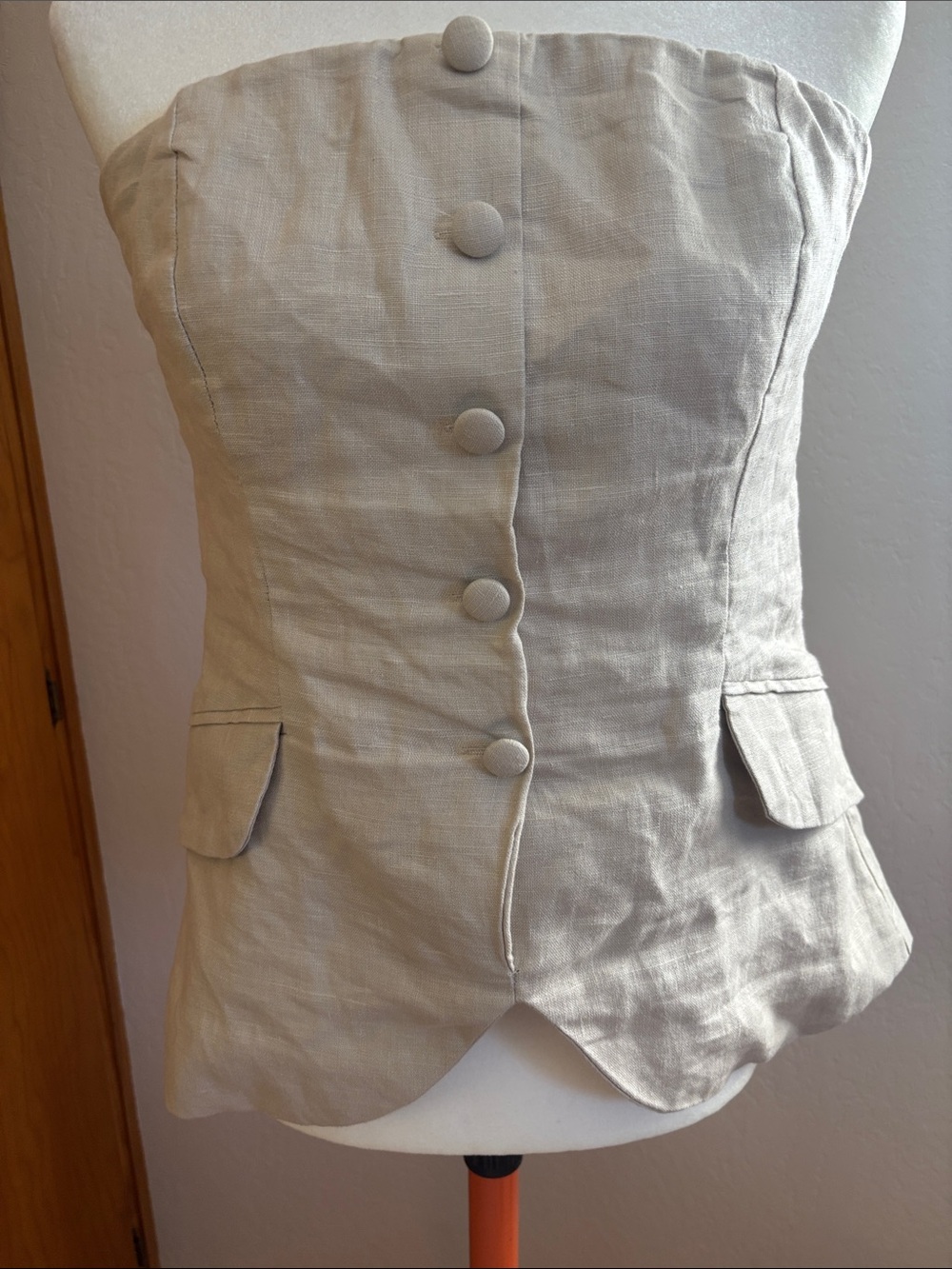 Strapless Beige Linen Corset vest